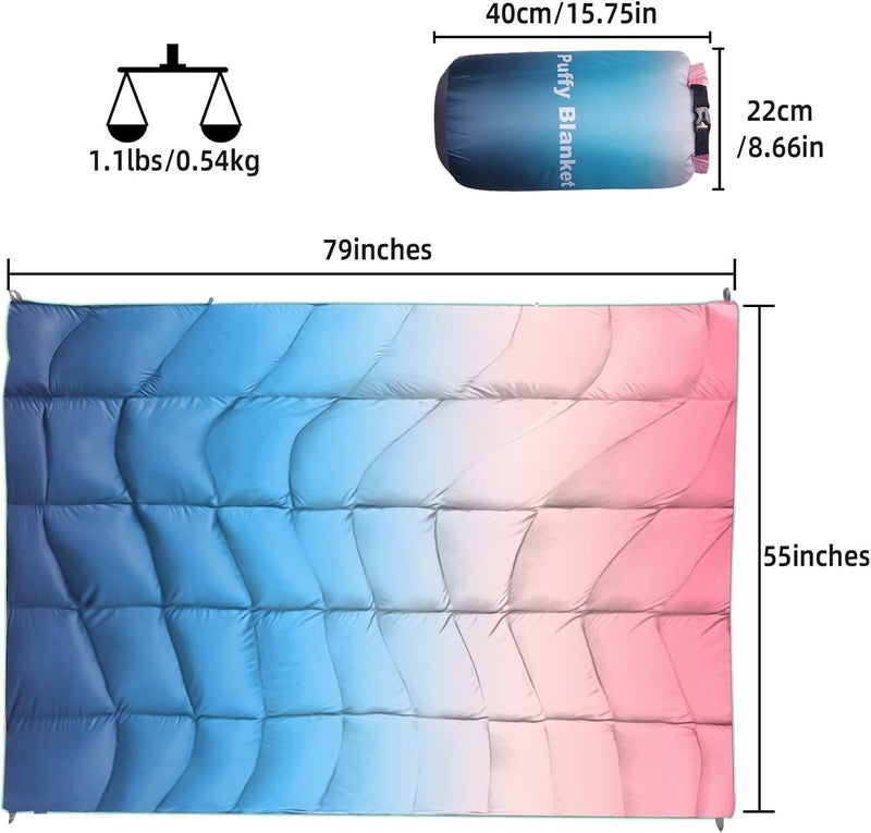GLORSIGN Outdoor Puffy Camping Blanket, Lightweight Down Alternative Puffy Printed Camping Large Ultra Warm Hammock Top Quilt Waterproof Blanket for Traveling Picnic Beach Party Cold Weather (Arizona Fade) - Image 2
